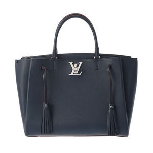 Louis Vuitton LockMe Marine Blue Rouge Taurillon Leather Handbag